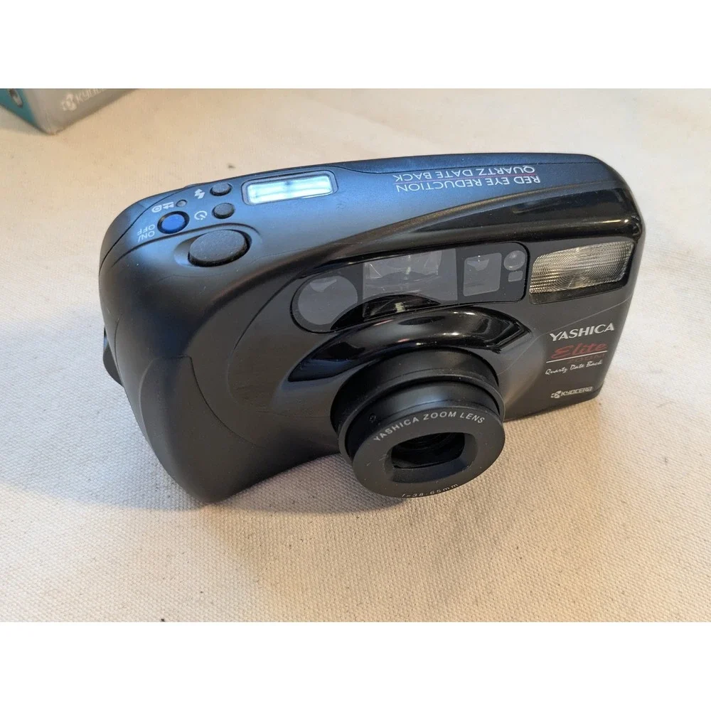 Yashica Elite Zoom 35mm Film Camera 38-65mm Lens Box PA-05 Working